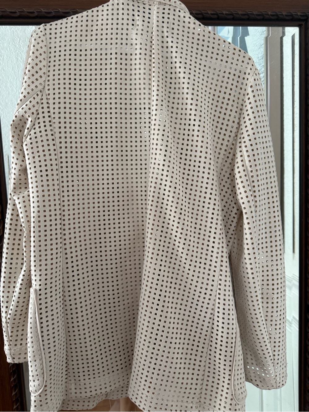 Zara Beige Perforated Blazer Jacket - Picture 7 of 9